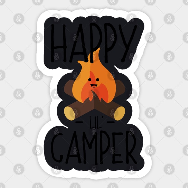 Happy Lil (Little) Camper - Camping Campfire Cartoon Sticker by PozureTees108